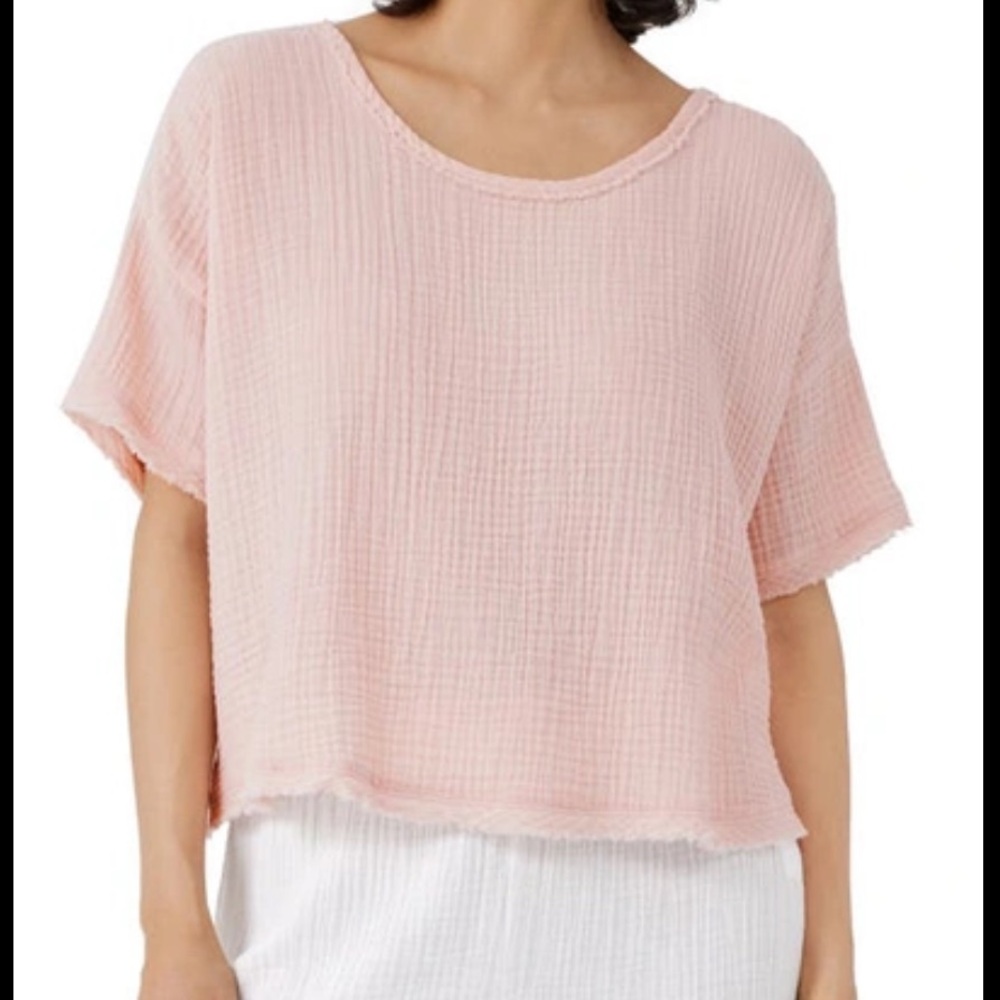 Eileen Fisher XXS Pink Gauze Boxy Top